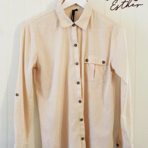 O'Neill ✤ Blush Ruffle Collared Button Blouse